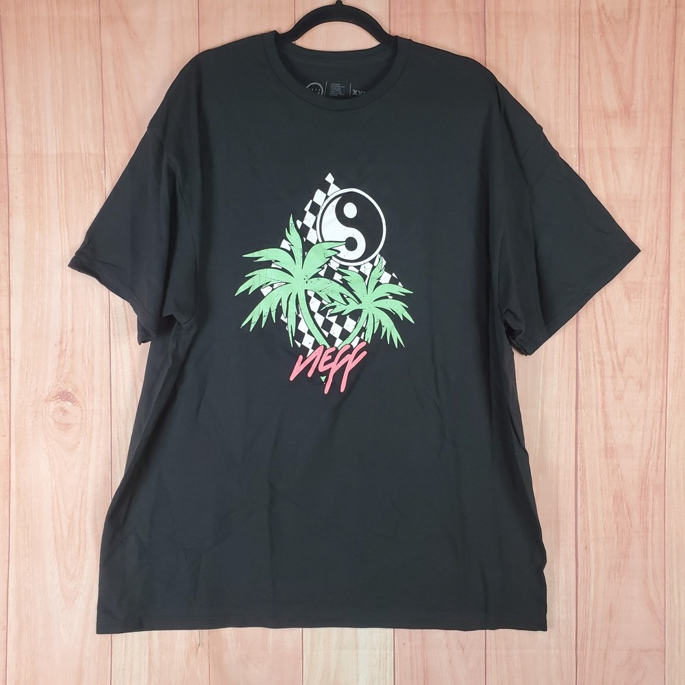 Neff T Shirt Mens 2XL Black Yin Yang And Palm Trees Graphic Logo Everyday Wear